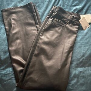 H&M Black Faux Leather Straight Leg Pants